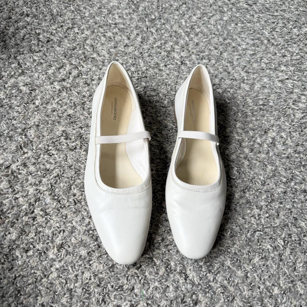 Vagabond Shoemakers Sibel Cream Leather Mary Jane Flats Shoe Size US 9